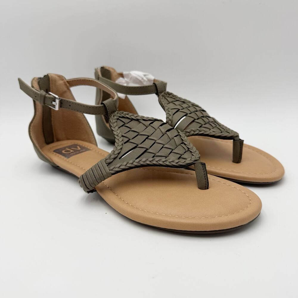 DV by Dolce Vita Womens Lissie Woven Thong Sandals Size 6 Olive Green Flats NWOB